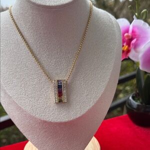 Elegant Gold Multicolor Pendant Necklace